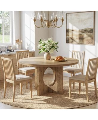 47-Inch Modern Round Dining Table for 4-6, Kitchen Table with Geometric Pedestal Base for Dining Room, Apartment