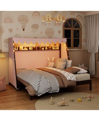 Twin XL House Bed with Twin XL Trundle, Shelf, Tent and Light