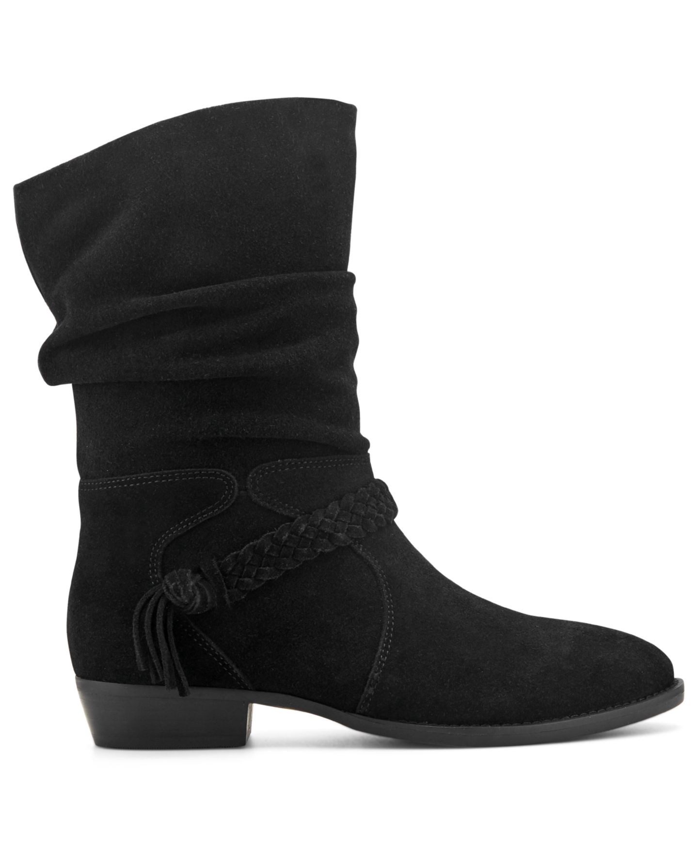 Женские ботинки Earth Printy Suede Ruched Low Heel, цвет: Чёрный замшевый — фото 2