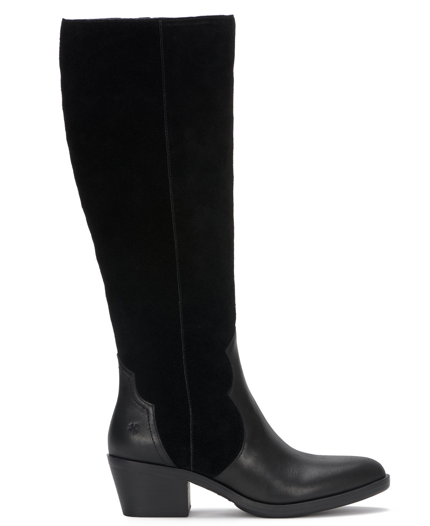 Женские ботинки Lucky Brand Frahna Almond Toe Stacked Heel Knee, цвет: Чёрный замшевый — фото 2