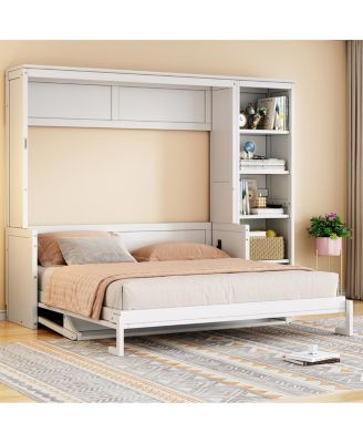 Queen Size Murphy Bed with Desk and Bookshelf