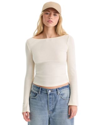 Women's Cotton Long-Sleeve Pull-On Top