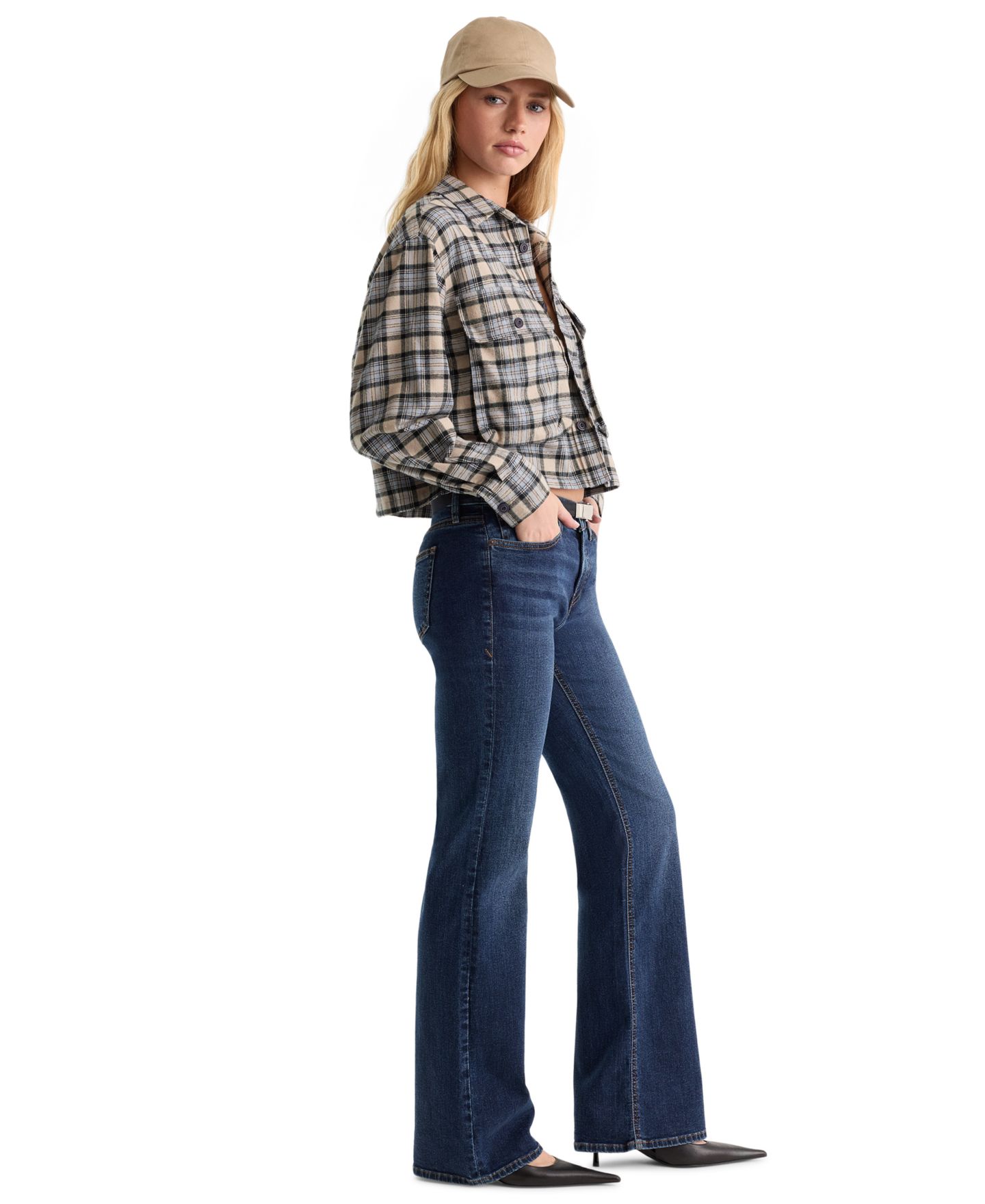 Женские джинсы Good American Low-Rise Bootcut Stretch, цвет: Индиго — фото 3