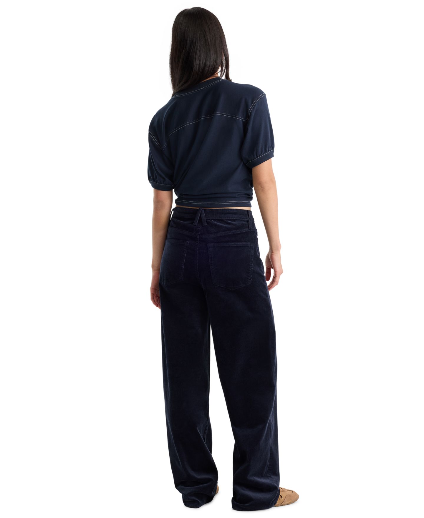 Женские джинсы Good American Vintage High-Rise Wide-Leg Corduroy, цвет: Тёмно-синий — фото 6
