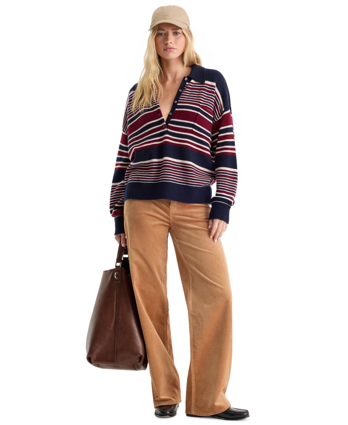 Женские джинсы Good American Vintage Corduroy High-Rise Relaxed Wide-Leg, цвет: Глиняный — фото 2