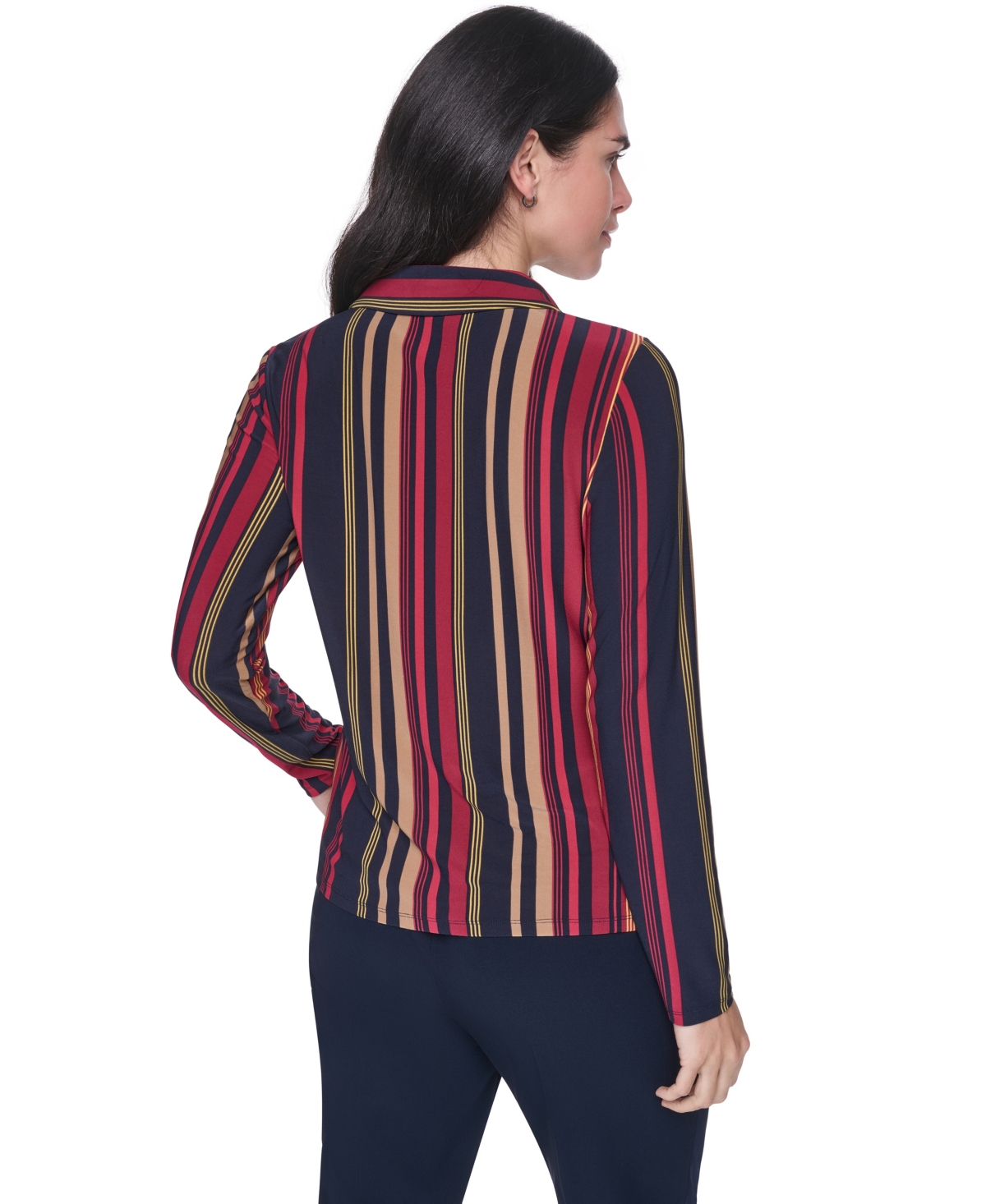 Tommy Hilfiger Women's Long-Sleeve Striped Knit Button-Up Top