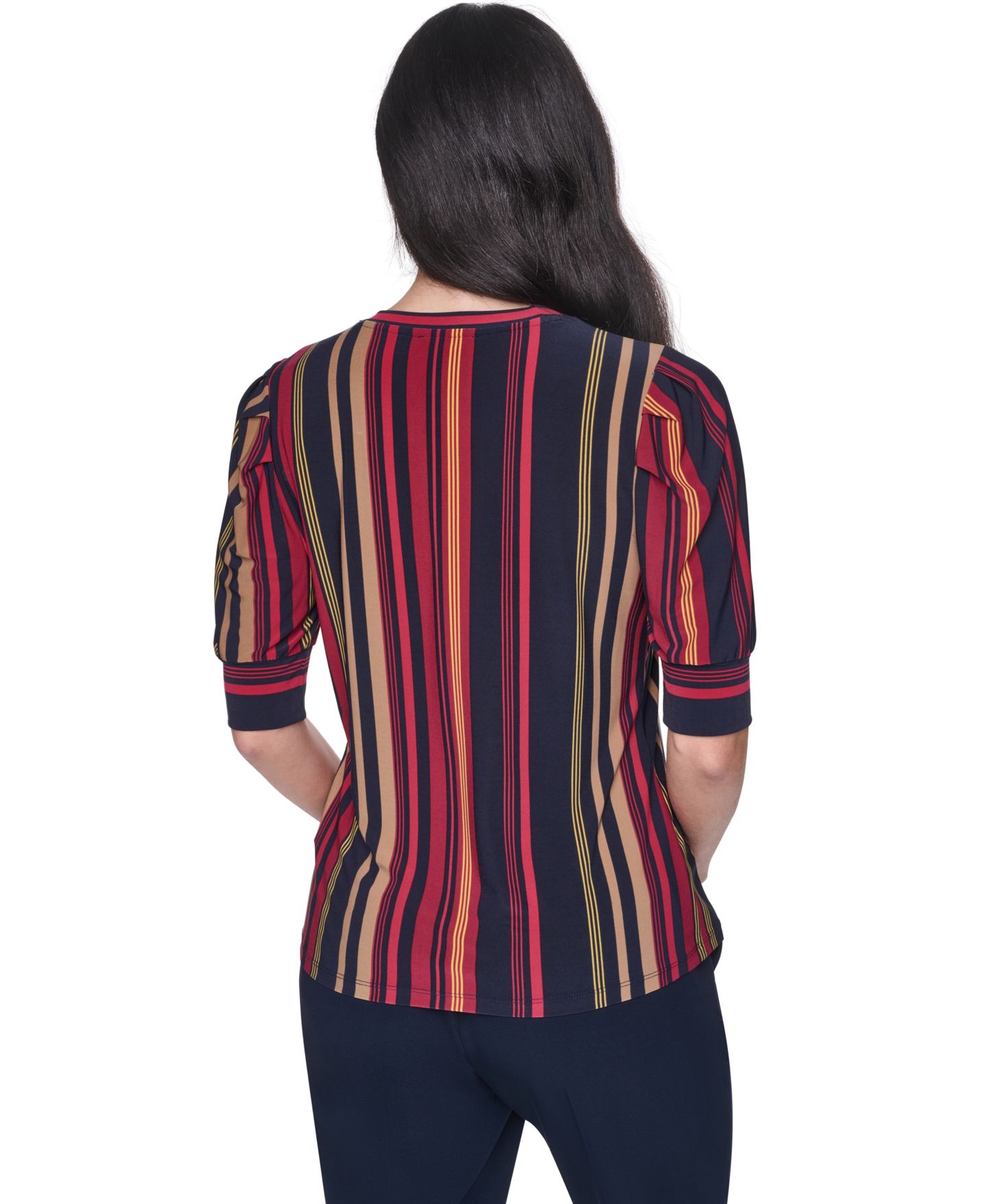 Женский топ Tommy Hilfiger Short-Sleeve Striped Top, цвет: Полуночный разноцветный — фото 5