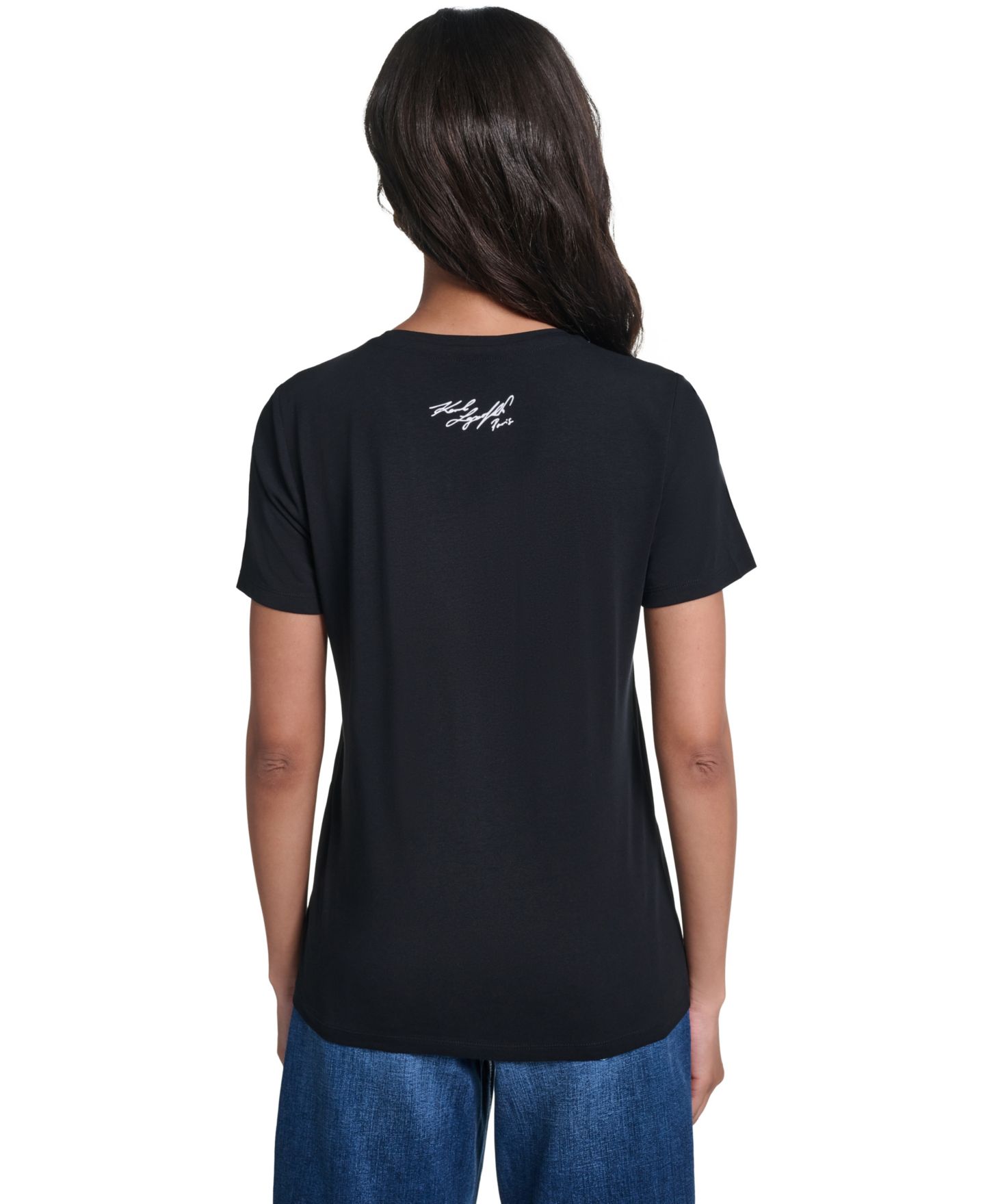 Женская футболка KARL LAGERFELD PARIS Bonjour Crewneck, цвет: Чёрный — фото 2