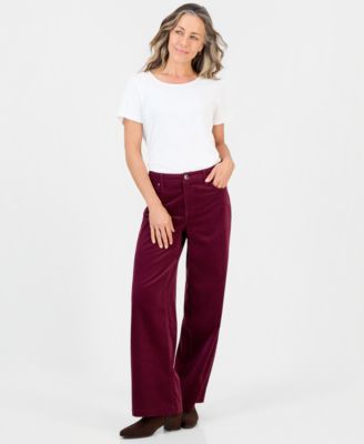 Petite Corduroy High-Waisted Wide-Leg Pants, Macy's Exclusive