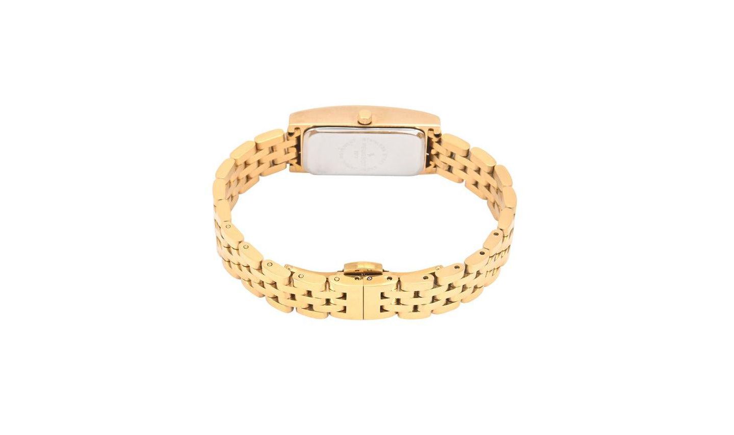 Женские часы Peugeot 35x18mm 14K Gold-Plated Rectangular Roman Numeral Stainless Steel Watch, цвет: Золотой — фото 2