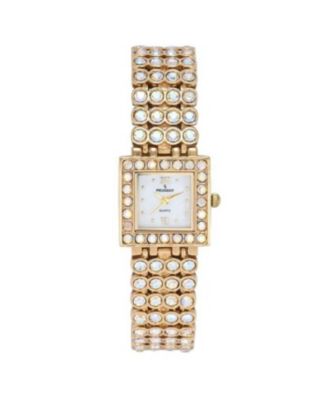 Women's 14K Gold-Plated Jeweled Watch with Four Strands of Genuine Swarovski Crystals