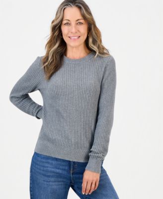 Petite Mixed-Stitch Cotton Pullover Sweater, Macy's Exclusive