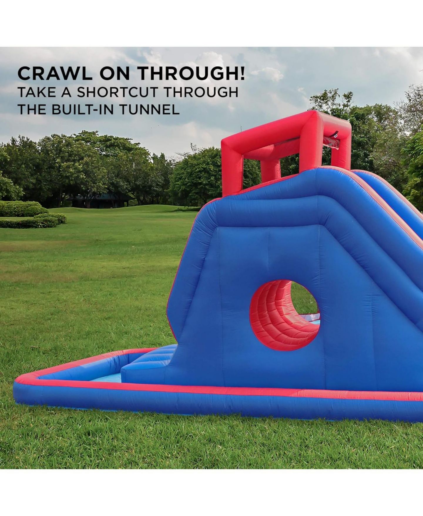 Детская игрушка Sunny & Fun Inflatable Water Slide with Bounce House & Splash Pool, Puncture-Resistant, Ages 3+, цвет: Синий — фото 6