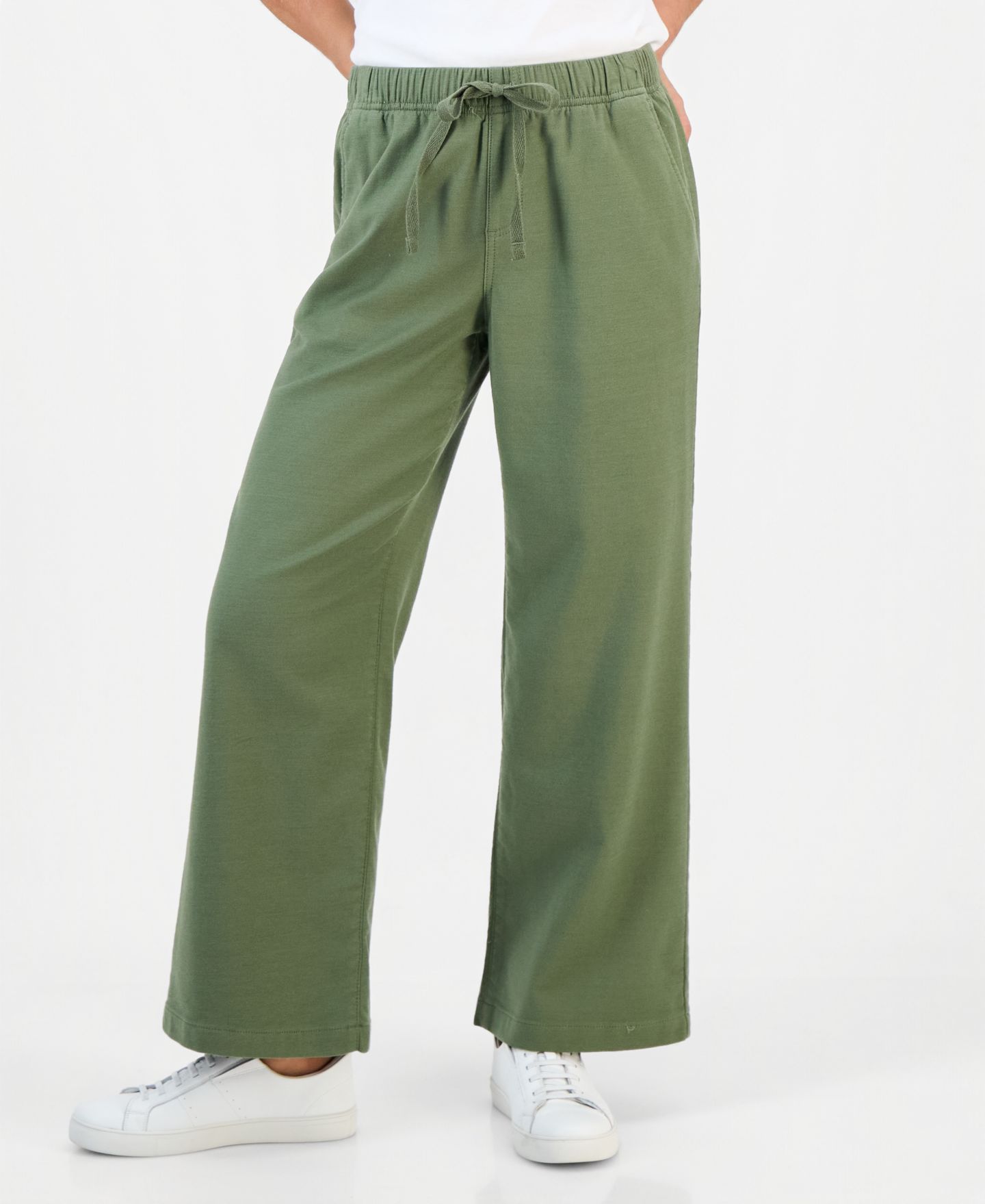 Женские брюки Style & Co Petite Dobby Pull-On Wide-Leg Pants, Macy's Exclusive, цвет: Зелёный — фото 3