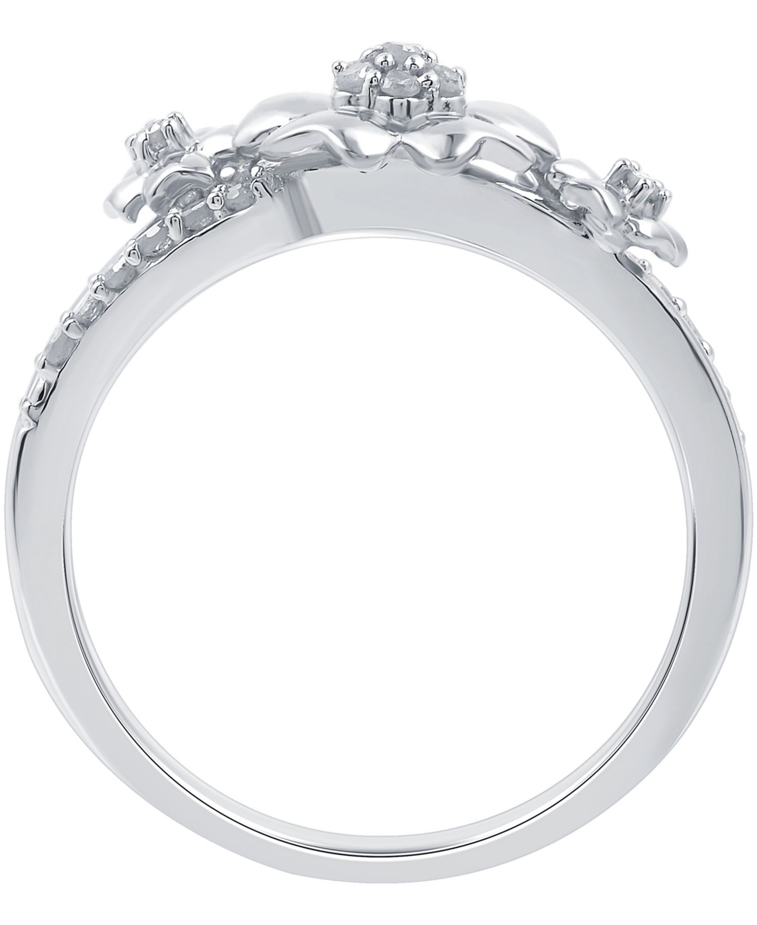 Diamond Flower Ring (1/6 ct. t.w.) in Sterling Silver