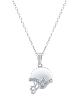 Diamond Football Helmet 18" Pendant Necklace (1/10 ct. t.w.) in Sterling Silver