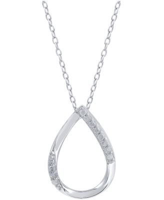 Diamond Open Teardrop 18" Pendant Necklace (1/10 ct. t.w.) in Sterling Silver