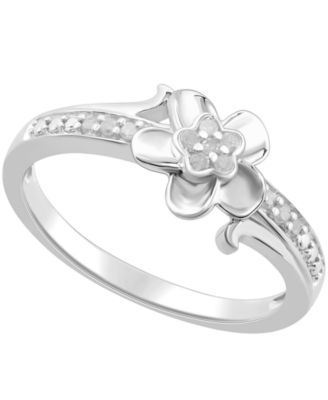 Diamond Flower Ring (1/10 ct. t.w.) in Sterling Silver