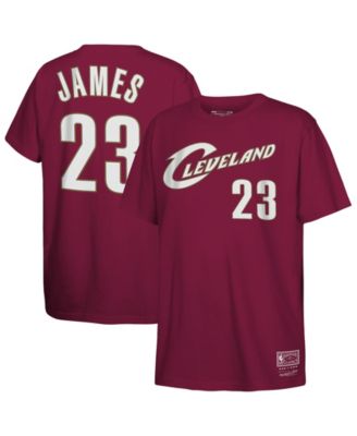 Big Boys and Girls LeBron James Wine Cleveland Cavaliers Hardwood Classics Name and Number T-Shirt