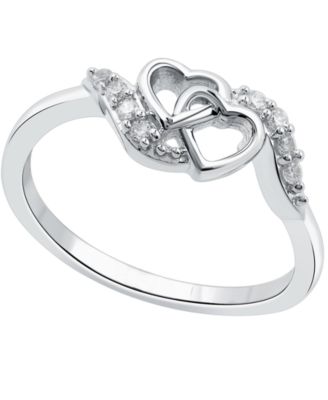 Diamond Interlocked Heart Ring (1/10 ct. t.w.) in Sterling Silver 