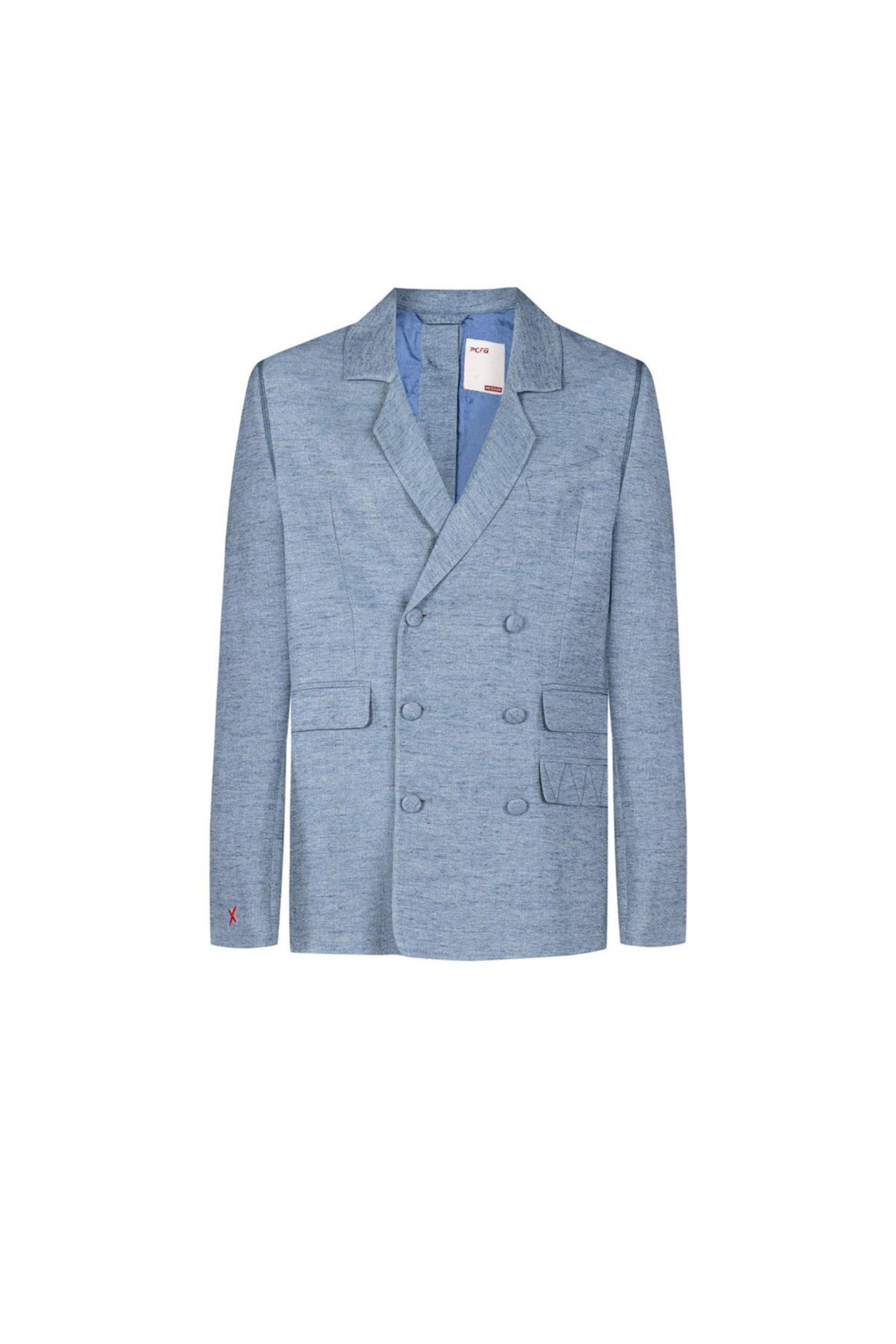 Мужской пиджак PCFG Free Heaven Linen Oversized Blazer, цвет: Синий — фото 5