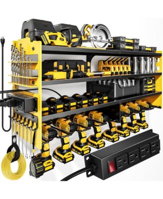Power Tool Organizer Wall Mount Charging Station Metal Rack Drill Holder Utility Strip