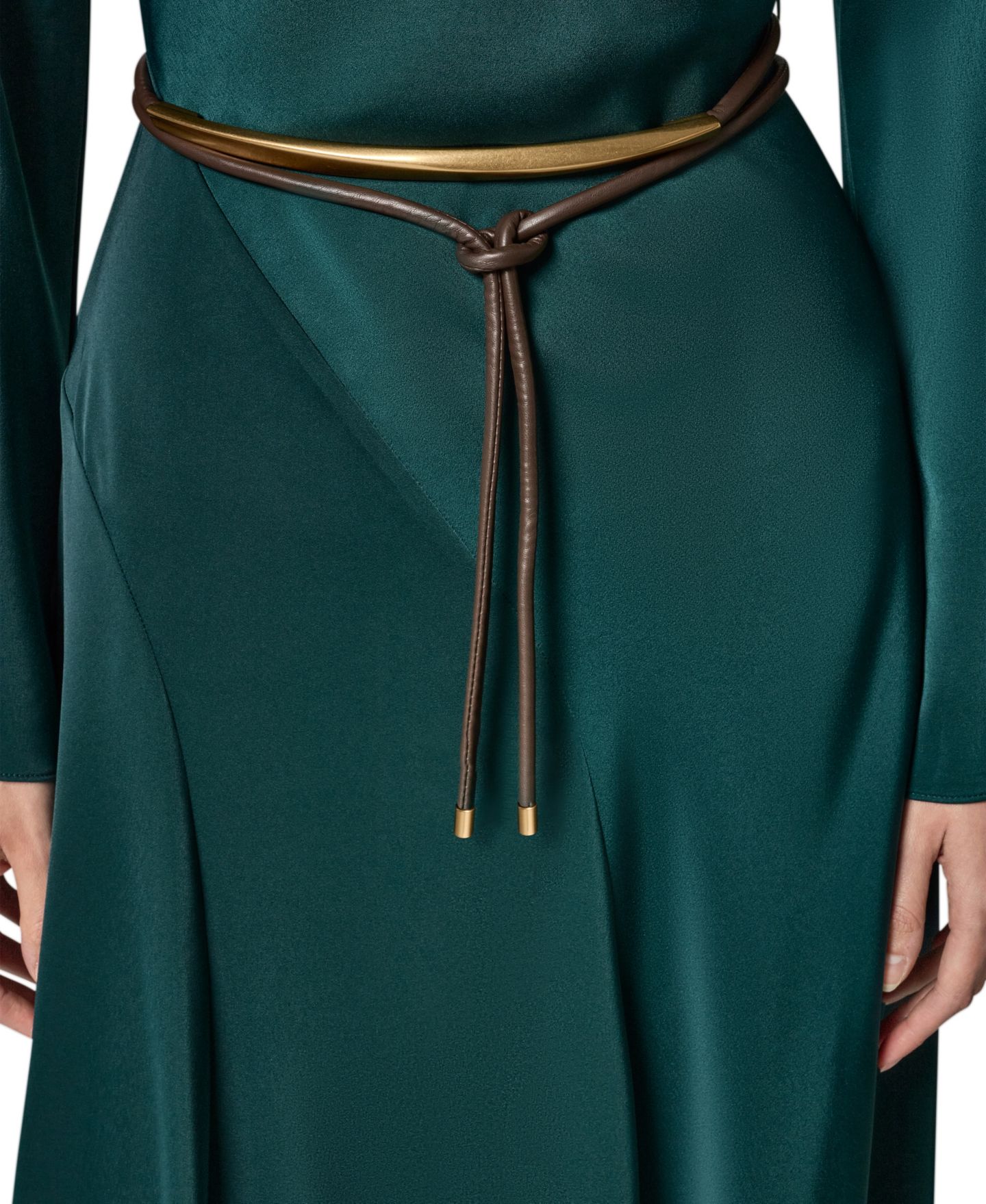Женское платье Donna Karan New York Satin Long-Sleeve Cowl Neck Belted A-Line, цвет: Hudson (Hud) — фото 6