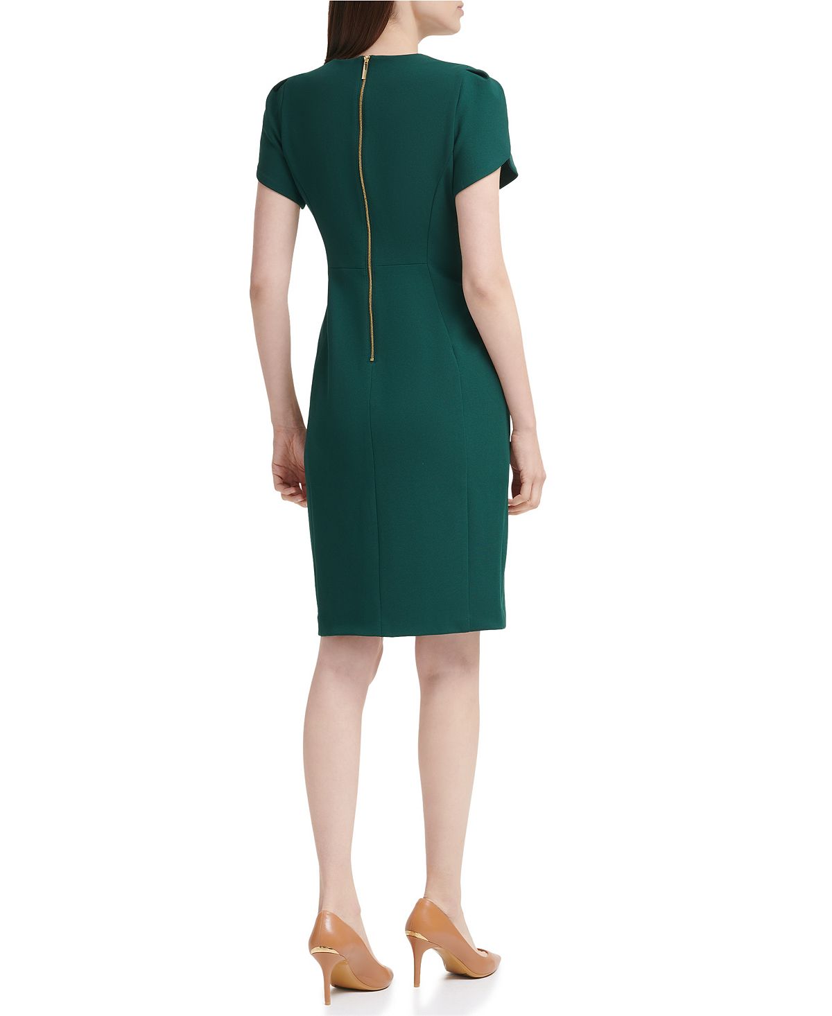 Calvin Klein Petite Tulip-Sleeve Jewel Neck Sheath Dress view 3 — MAYCSS fashion products