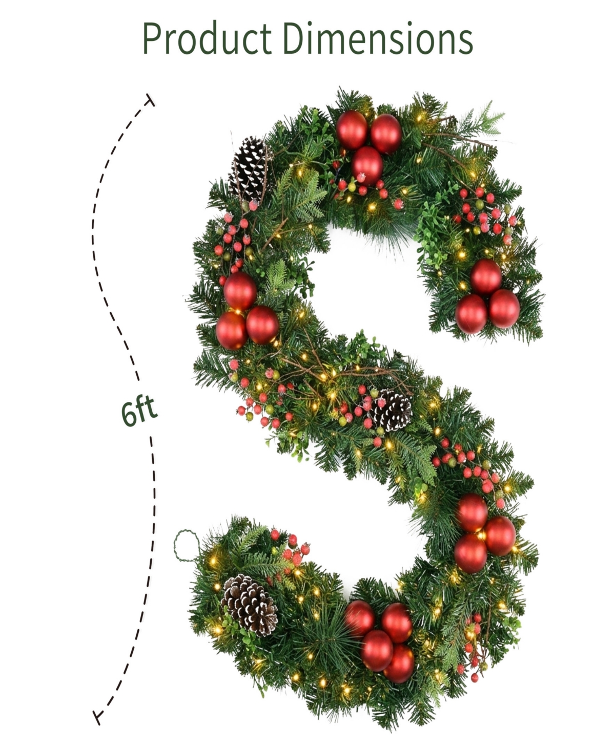 Puleo International 72" Pre-Lit Artificial Christmas Garland