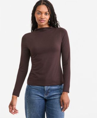 Women's Long-Sleeve Funnel-Neck Jersey Top
