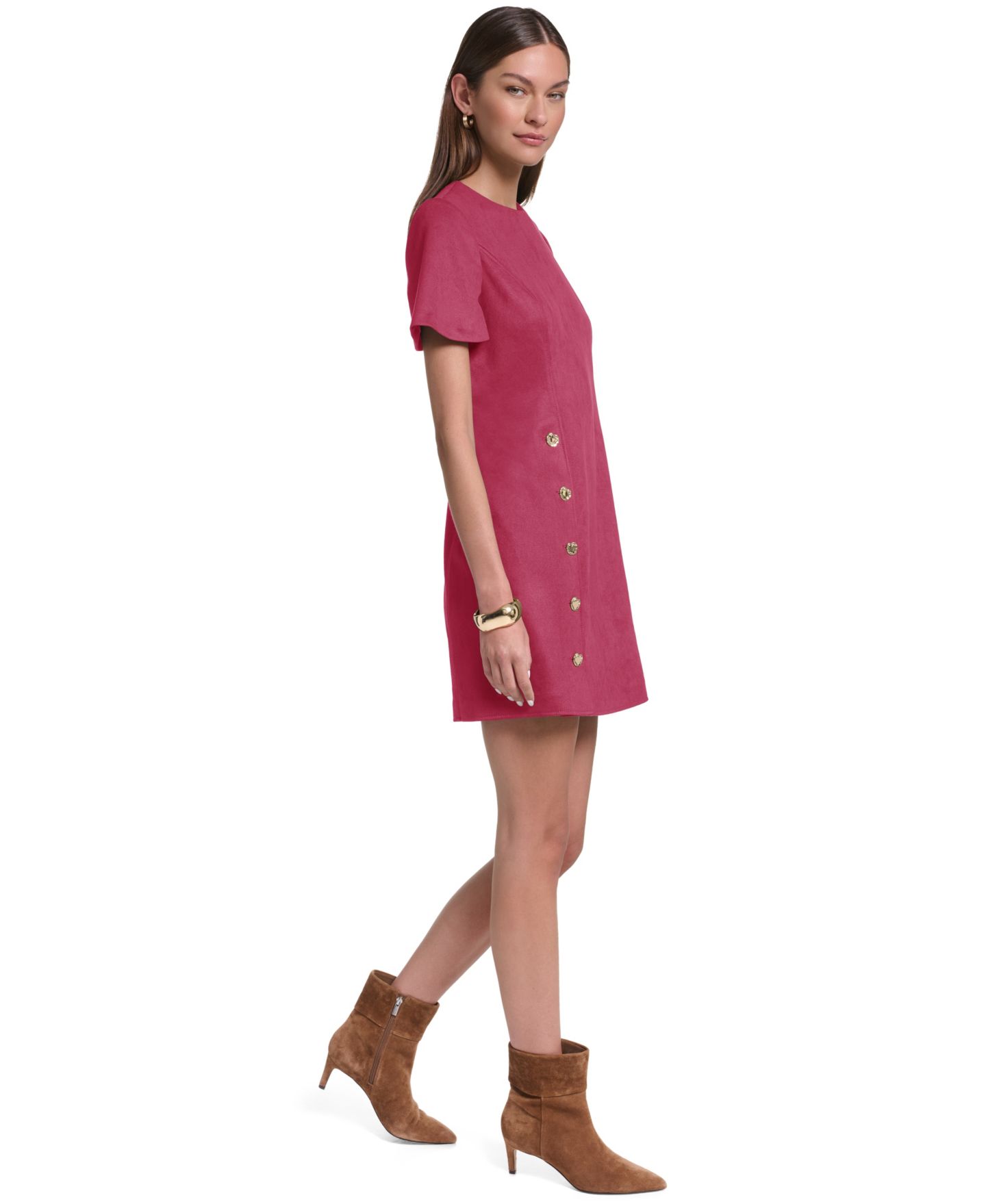 Женское платье Halston Crew Neck Shift, цвет: Ягодный розовый — фото 3