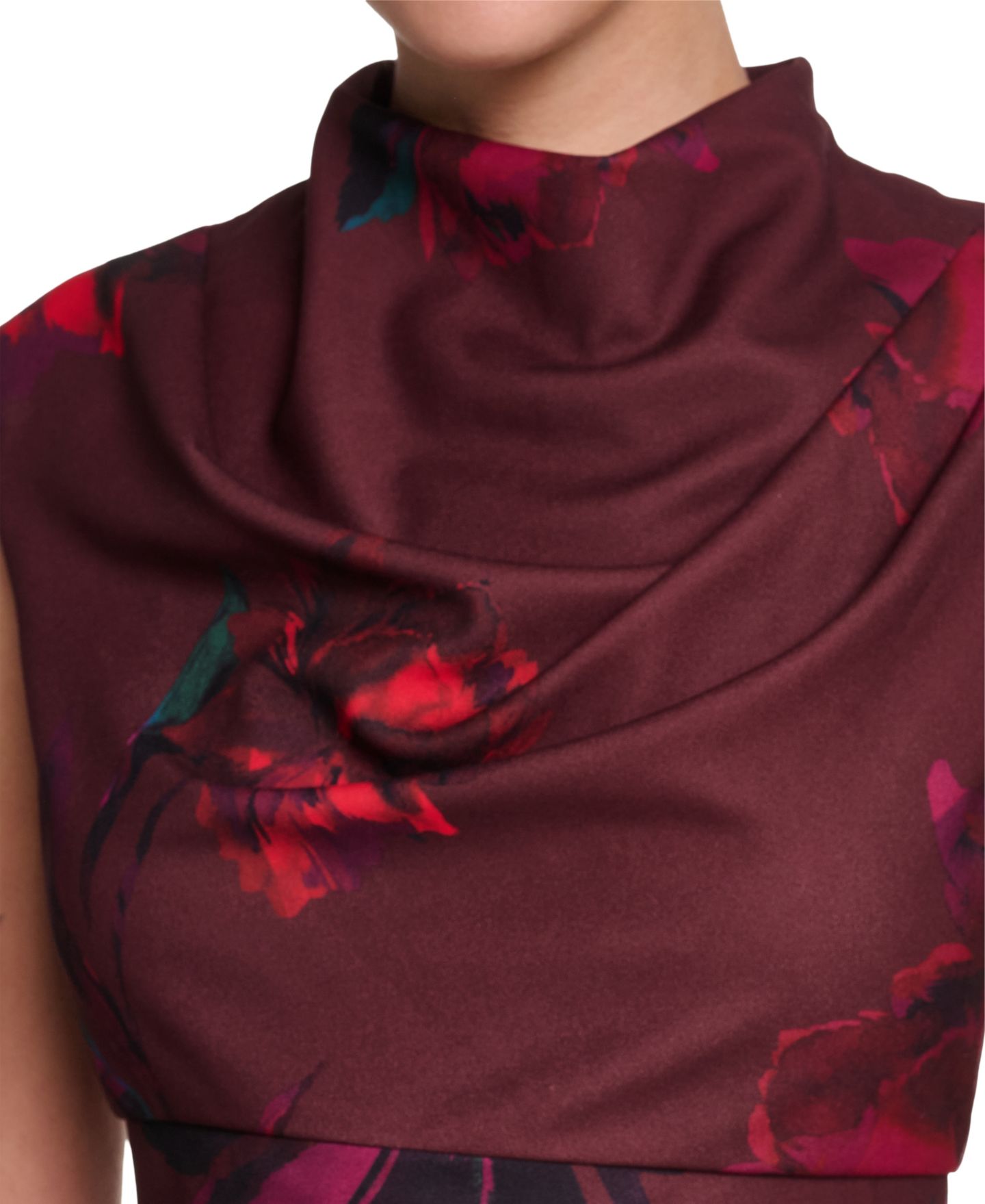 Женское платье Halston Mock Neck Scuba, цвет: Мокко разноцветный — фото 4