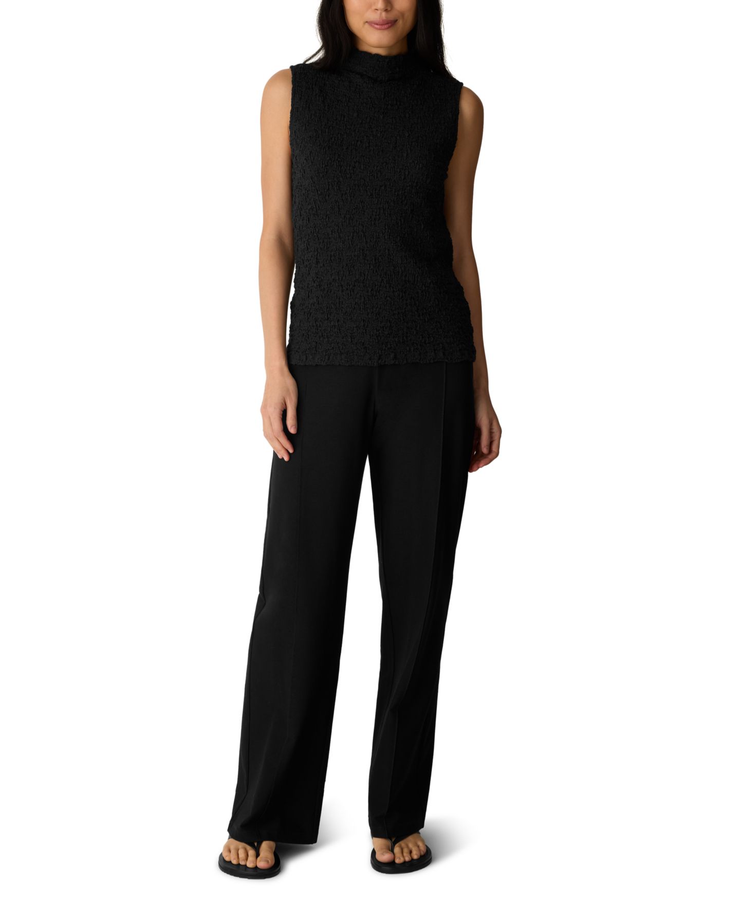 Женские брюки EILEEN FISHER PETITES Eileen Fisher High-Waisted Wide-Leg Pintuck, цвет: Чёрный — фото 2
