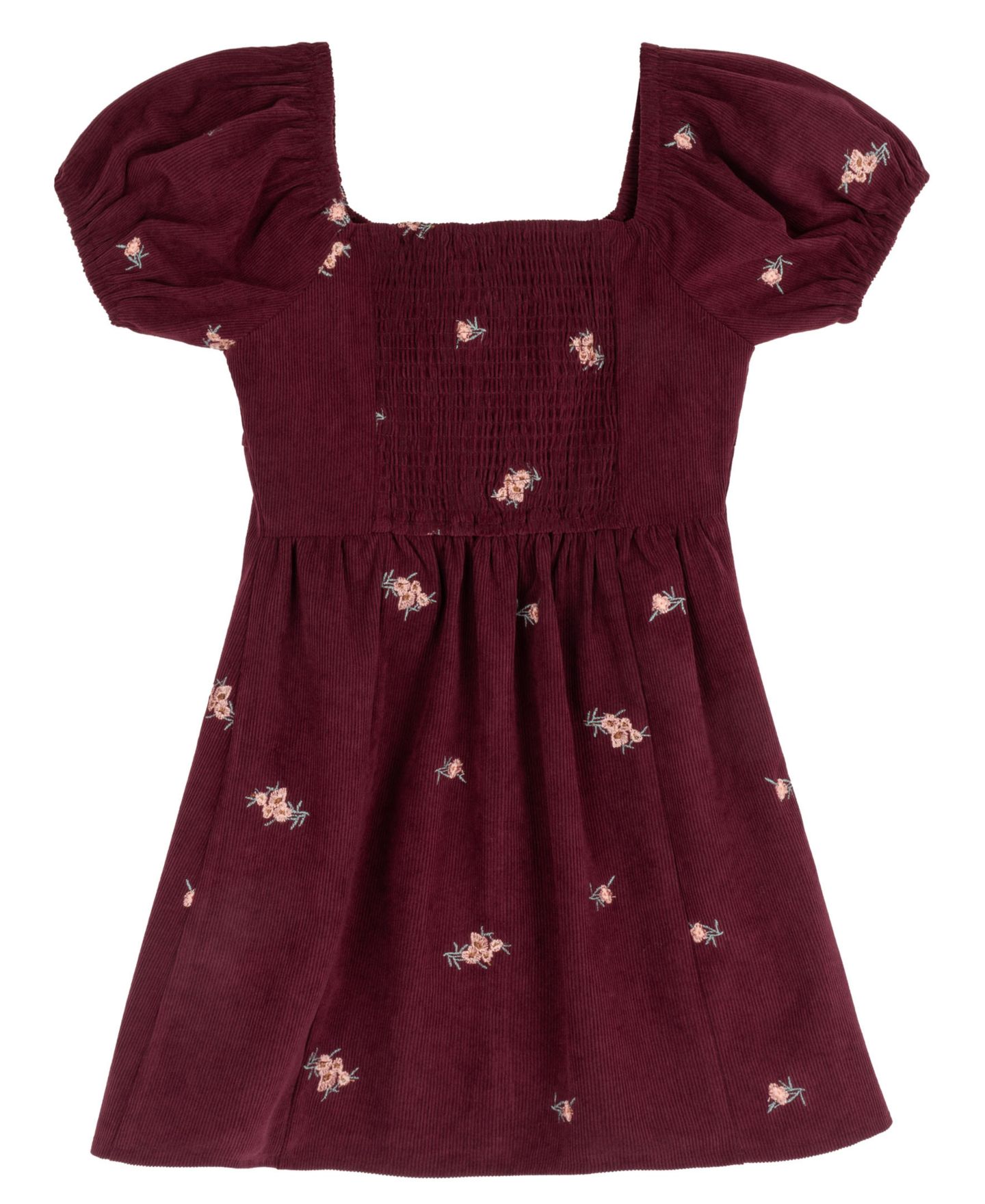 Платье Rare Editions Embroidered Corduroy Dress для девочек, цвет: Бордовый — фото 2