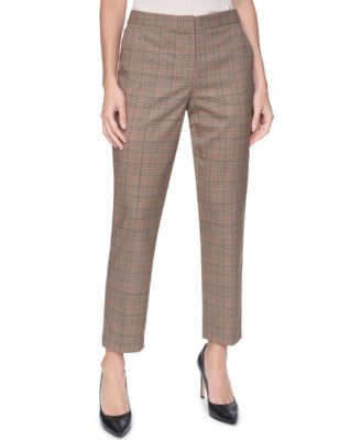 Women's Plaid Mid-Rise Ankle Pants