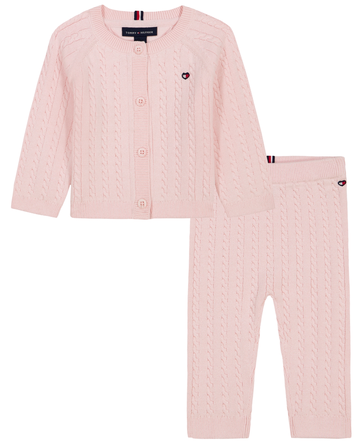Tommy Hilfiger Baby Girls' Long-Sleeve Sweater and Pants, 2-Piece Set - pink