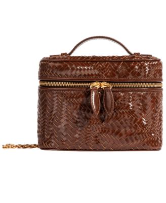 Charli Woven Leather Small Top Handle Crossbody Handbag