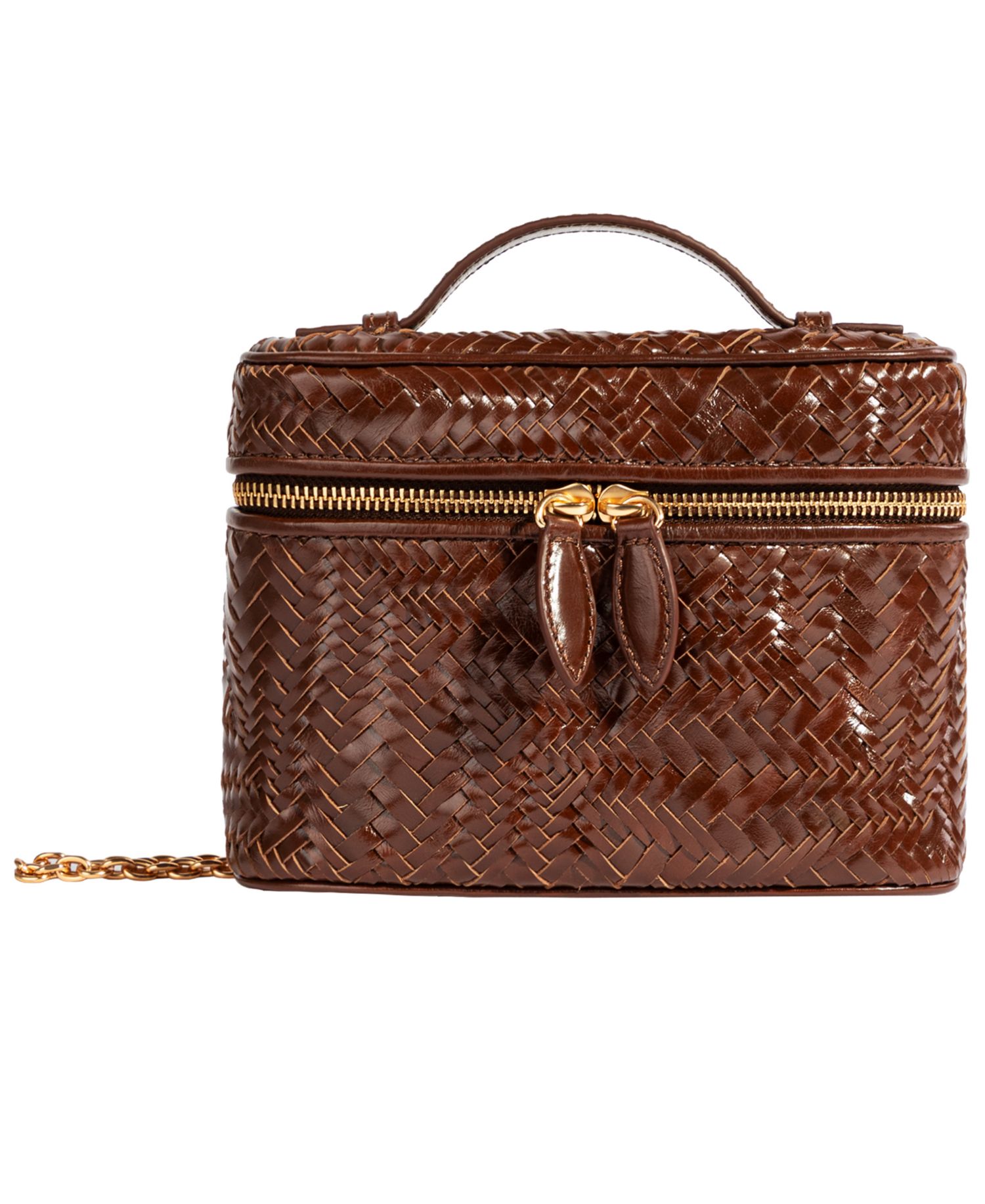Charli Woven Leather Small Top Handle Crossbody Handbag