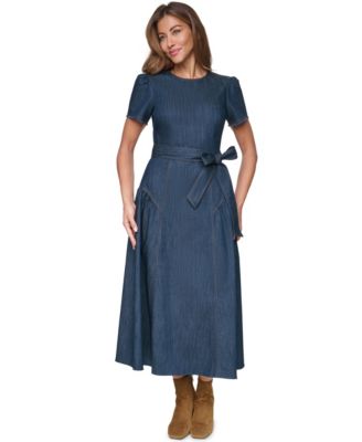 Women's Crewneck Fringe-Trim Midi Dress