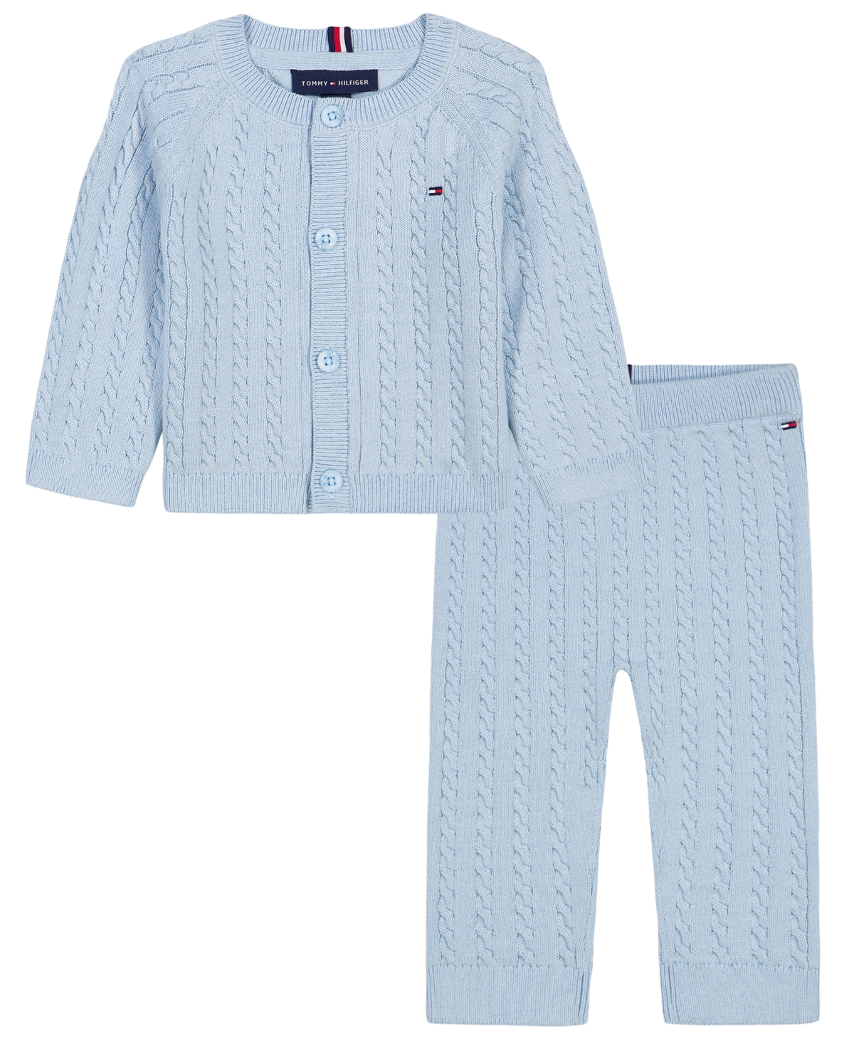 Tommy Hilfiger Baby Boys' Long-Sleeve Cardigan and Pants, 2-Piece Set - Blue