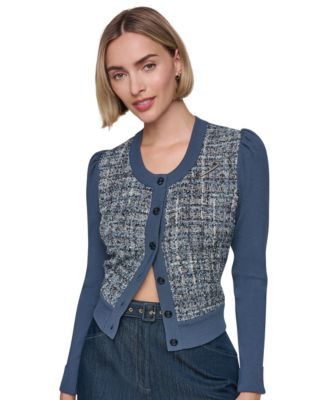 Women's Crewneck Six-Button-Front Ribbed Jacket