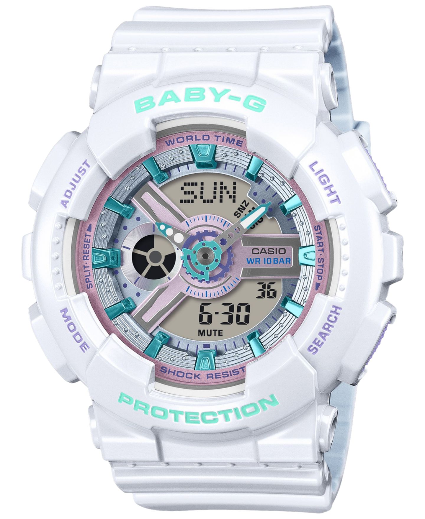 Женские часы G-Shock Baby-G Japanese Quartz White Resin Watch 43.4mm — фото 1