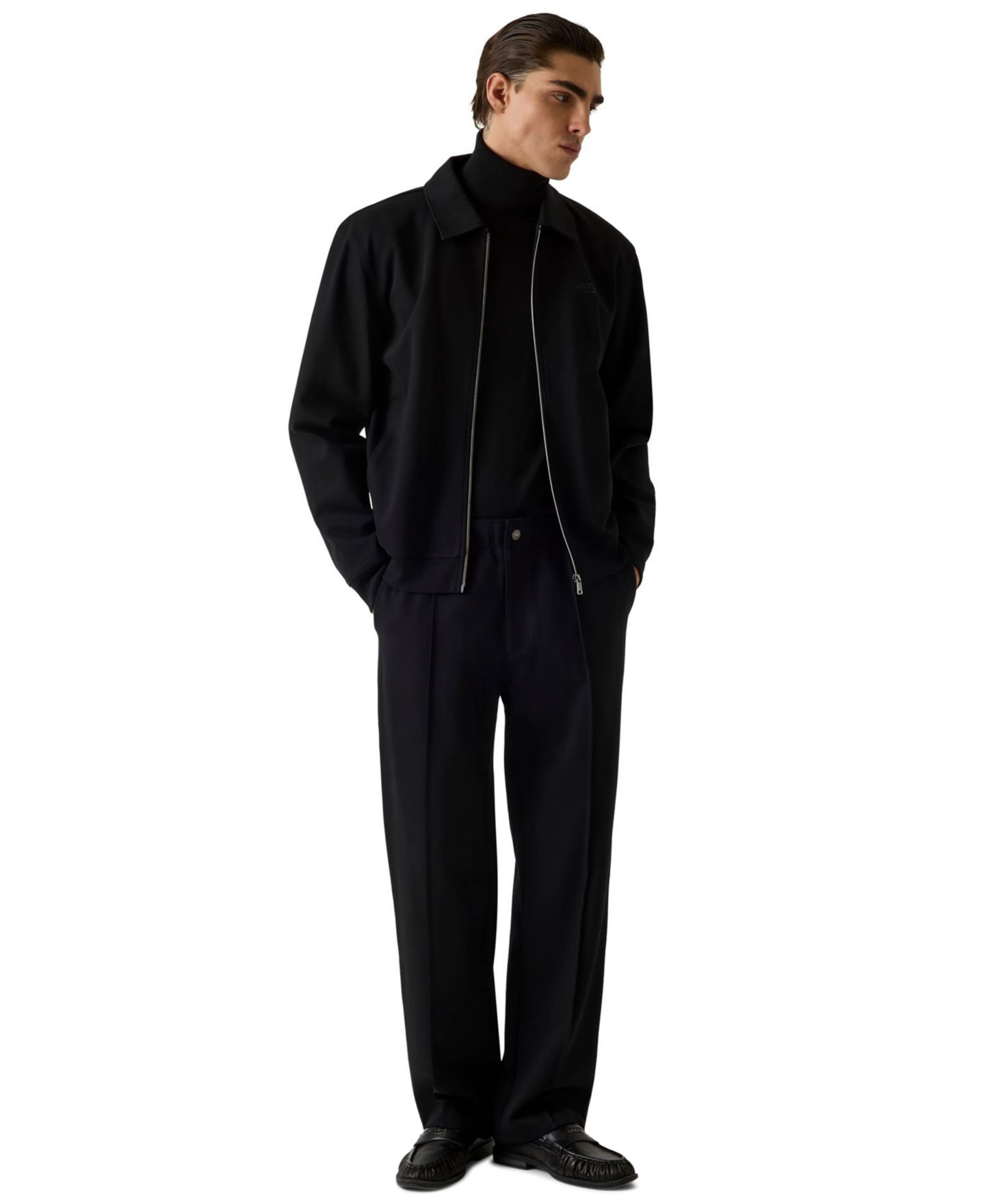 Мужская куртка GUESS Zip-Up Long-Sleeve Track, цвет: Угольно-чёрный — фото 2