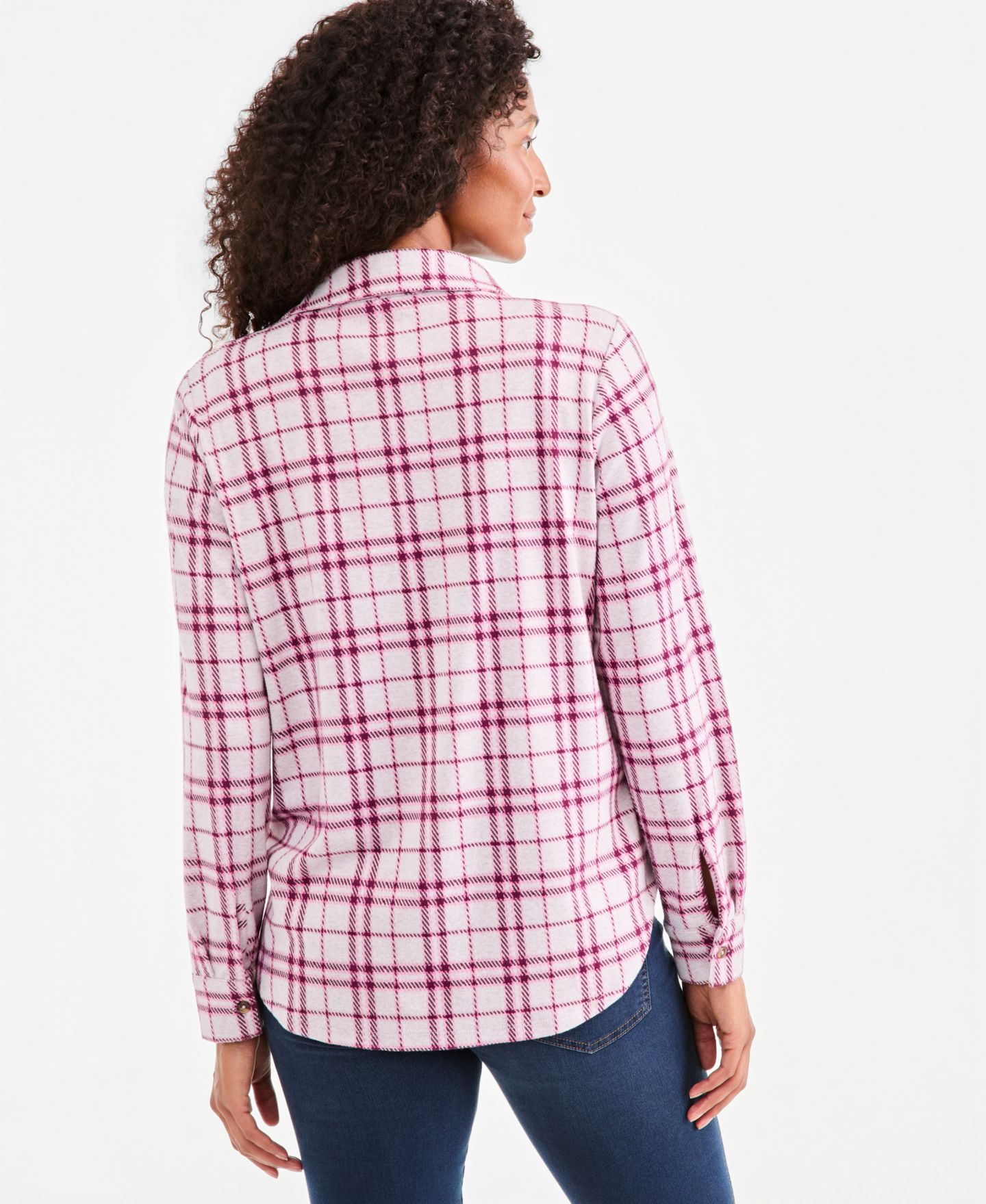 Женские куртки Style & Co Plaid Flannel Knit Shacket, цвет: Ванильный — фото 4