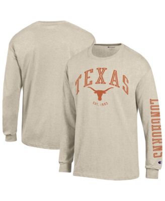 Men's Heather Oatmeal Texas Longhorns Neutral Arch Long-Sleeve T-Shirt