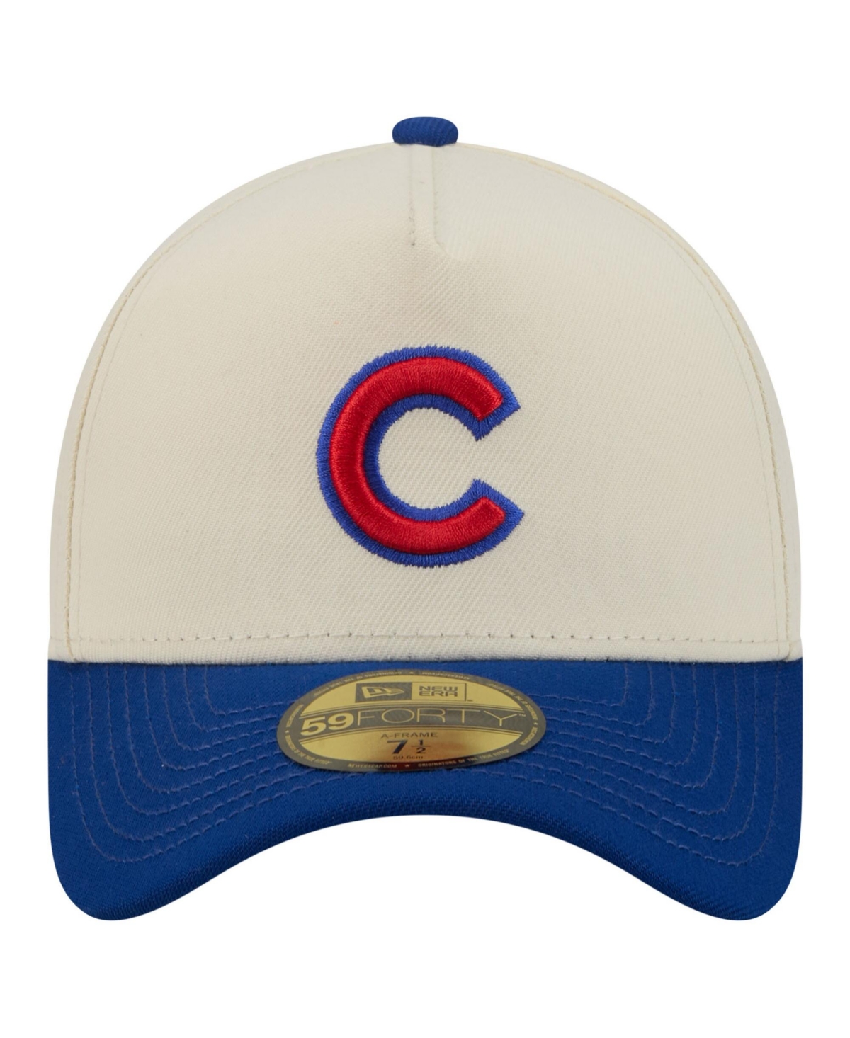 New Era Men's Cream Chicago Cubs Chrome A-Frame 59FORTY Fitted Hat