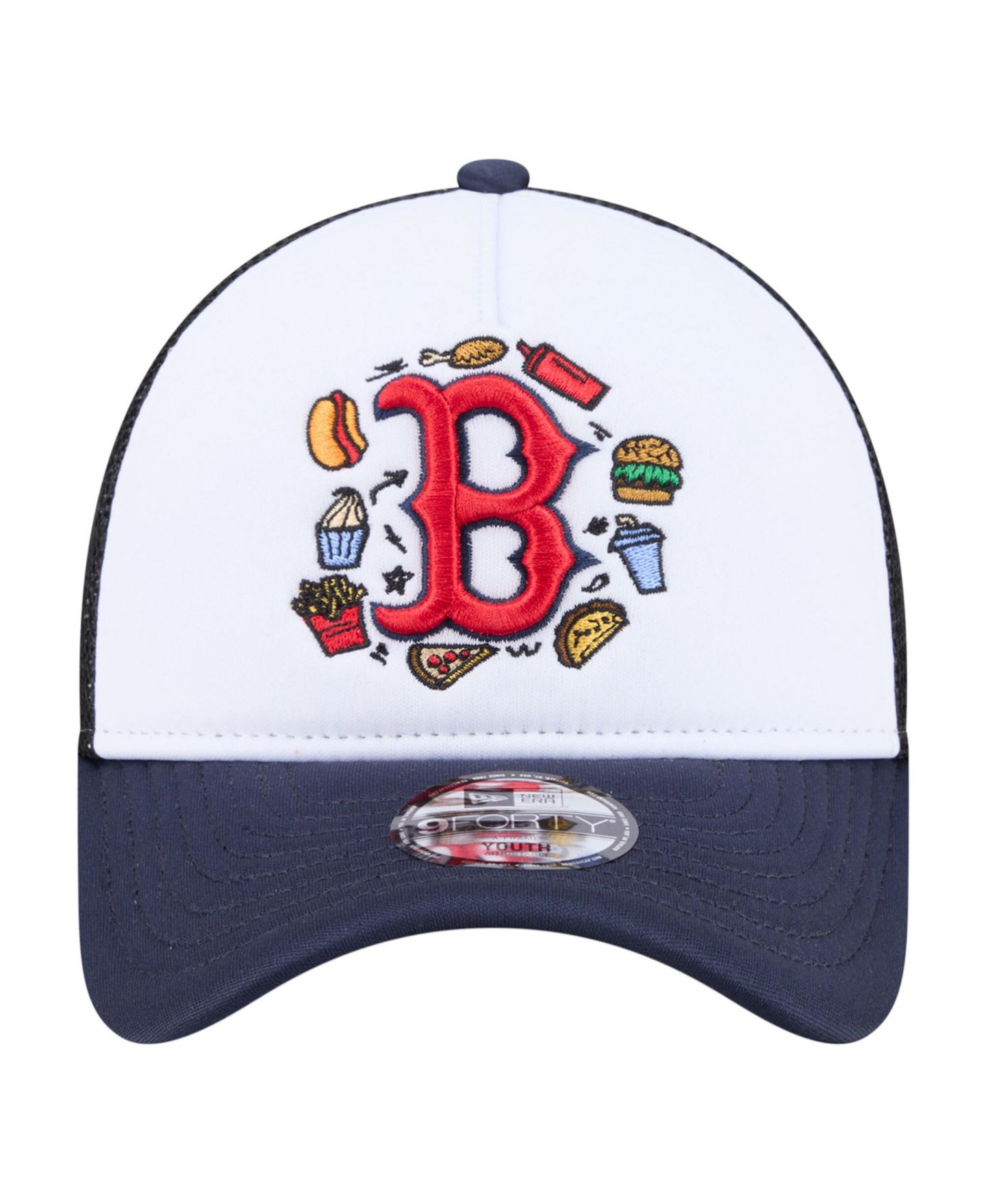 Детская кепка New Era White/Navy Boston Red Sox Food A-Frame 9FORTY Trucker Adjustable Hat — фото 5