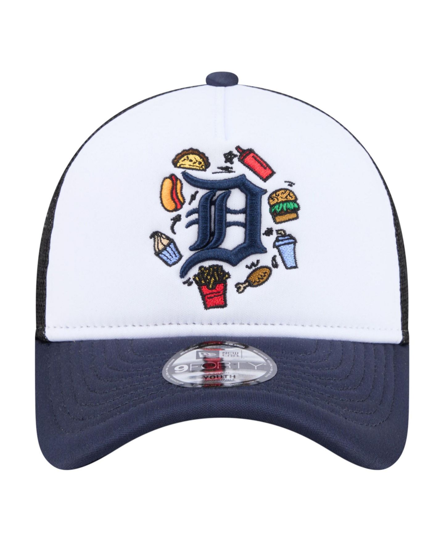 Детская кепка New Era White/Navy Detroit Tigers Food A-Frame 9FORTY Trucker Adjustable Hat — фото 2
