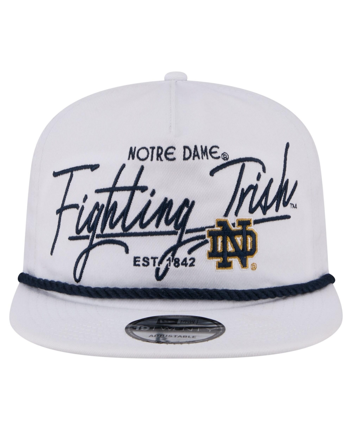 New Era Men's White Notre Dame Fighting Irish Team Rope 19TWENTY Adjustable Hat