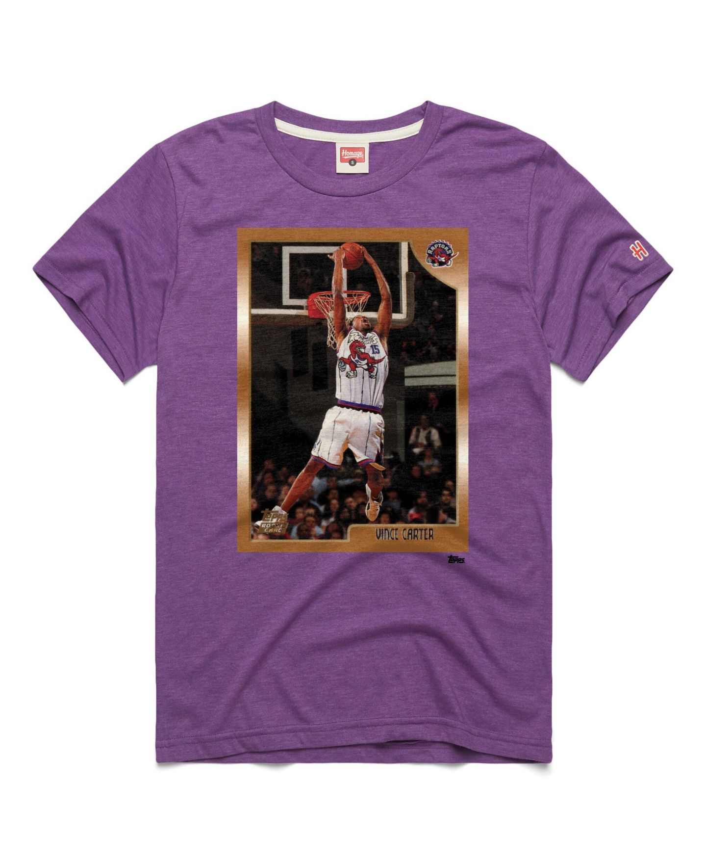 Футболка Homage Vince Carter Purple Toronto Raptors Topps Trading Card Player Tri-Blend — фото 1